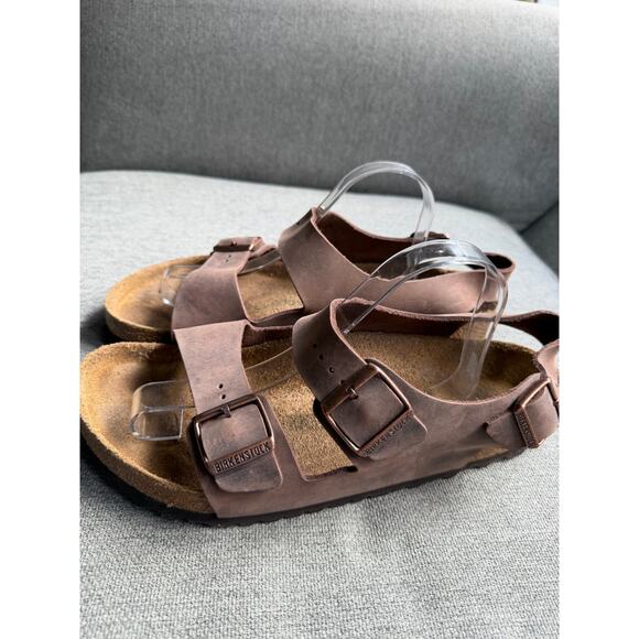 Birkenstock Milano Brown Leather Slingback Sandals Brown Mens Size 12